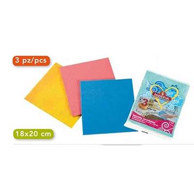 PANNO SPUGNA COLORATO CONFEZIONE TRIS MINERVA